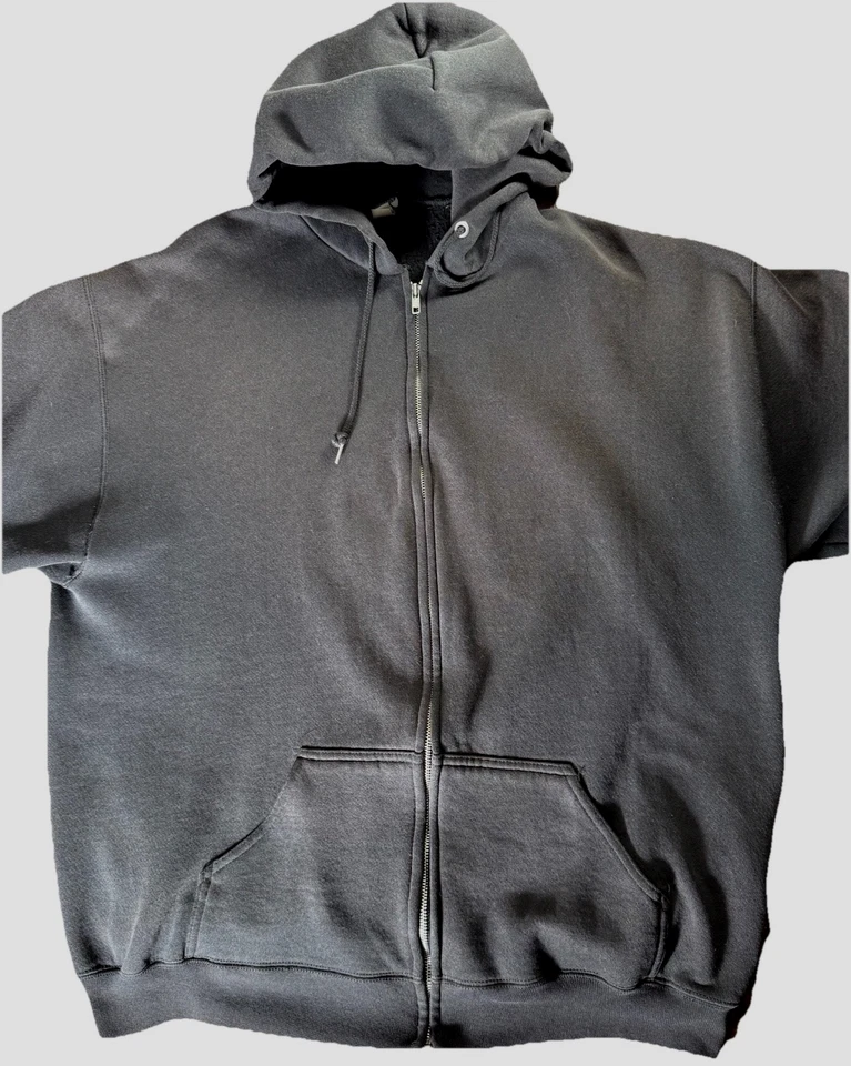 VTG 90s Hoodie Sweatshirt Blank Pro Spirit Sz 2XL Full Zip Black Made in USA - Image 2 of 4