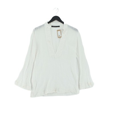 ABS by Allen Schwartz Damen Top M weiß 100% andere Langarm V-Ausschnitt Basic