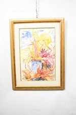 Quadro Dipinto Acrilico Raffigurante Fiori E Frutta 57 X 75 Cm