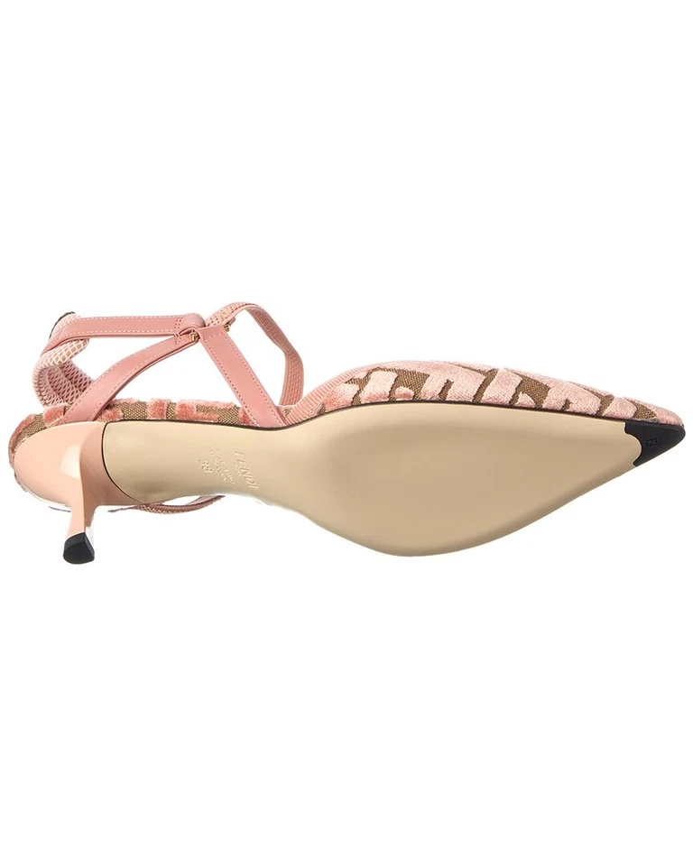 Fendi Colibri Lite Ff Jacquard Velvet Slingback Pump Women's - Image 4 of 4