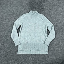LOFT Sweater Womens XS Blue Speckled Mock Neck Tunic Ribbed Hem Pullover New