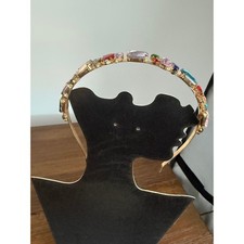 Multicolor Jewel Embellished Gold Tone Statement Headband Crystal Hair Accessory