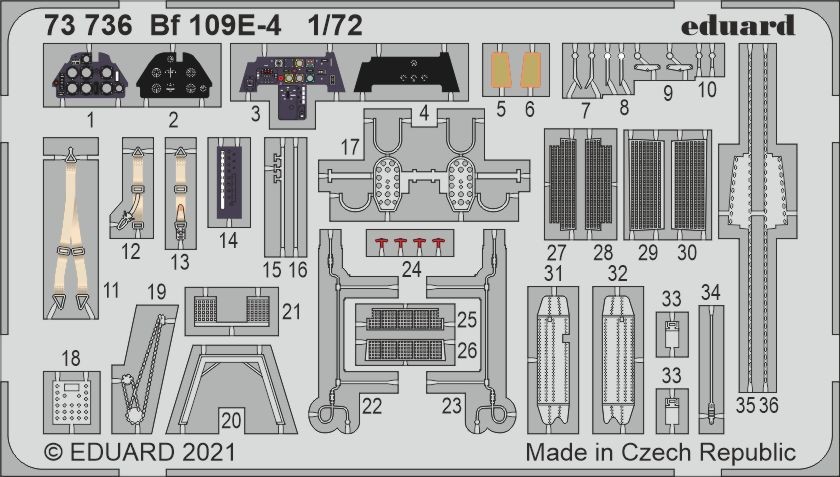Eduard Accessories 73736 - 1:72 Bf 109E-4 1/72 For Special Hobby - New