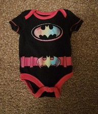 Batman - Pink Short Sleeve Bodysuit - Size Newborn