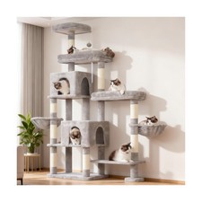 Hey-brother Cat Tree Tower, Scratching Posts with a Extended Part, Wide Platf...