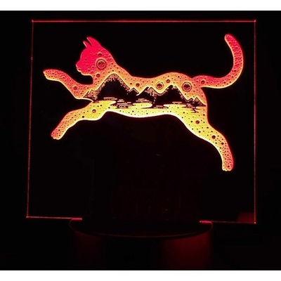 #ad #ad Cosmic Cat color changing light acrylic engraved mountain cat nightlight $22.00