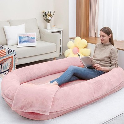 Human Dog Bed 63 x36.6 x11  Lar Dog Bed with Raised Cushed Rim,