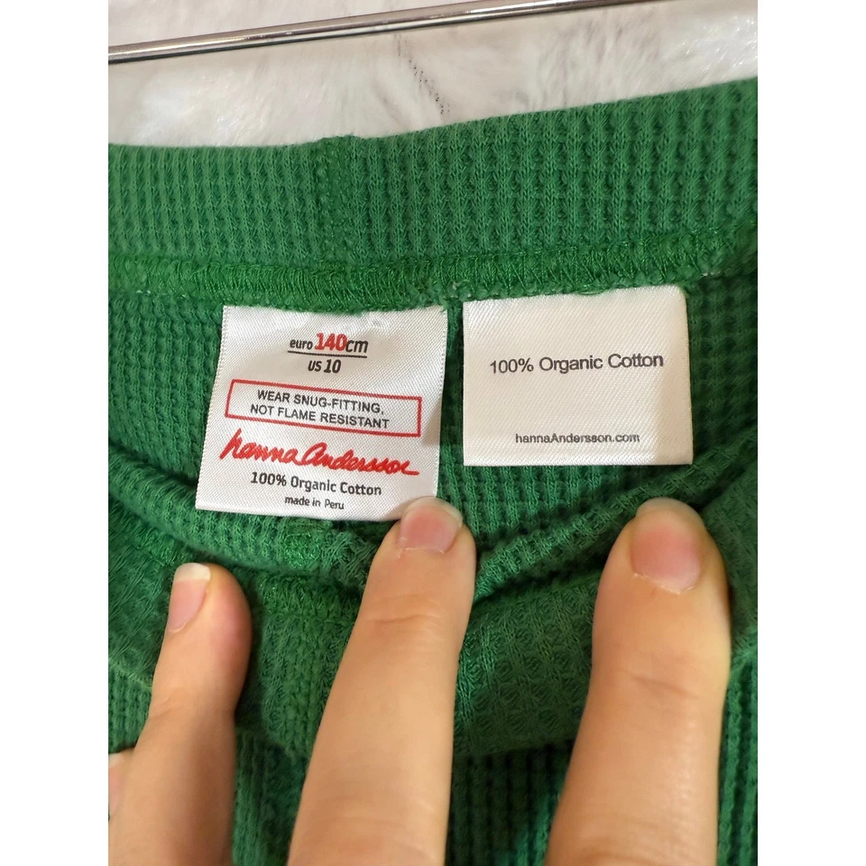 Hanna Andersson Green Organic Cotton Thermal Waffle Knit Long John Pants Kids 10 - Image 2 of 4