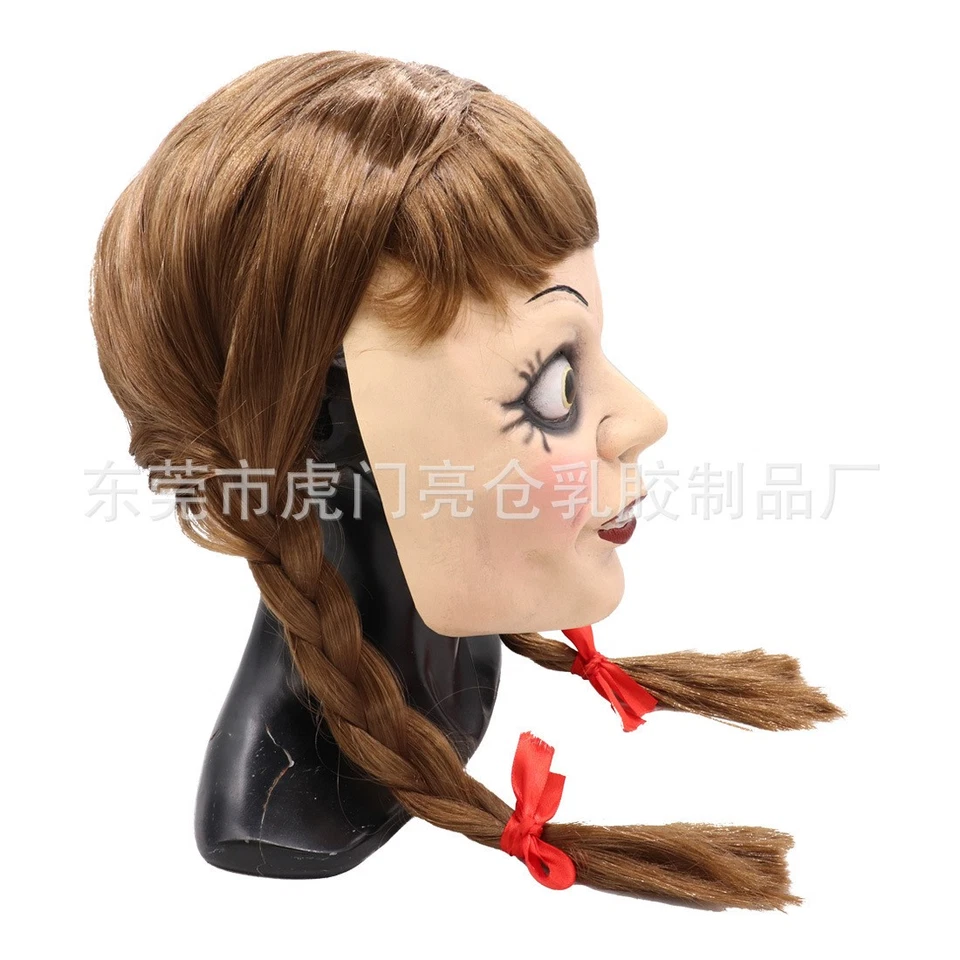 Cosplay The Conjuring Annabelle Scary Face Masks Halloween Masquerade Prop Latex - Image 3 of 4