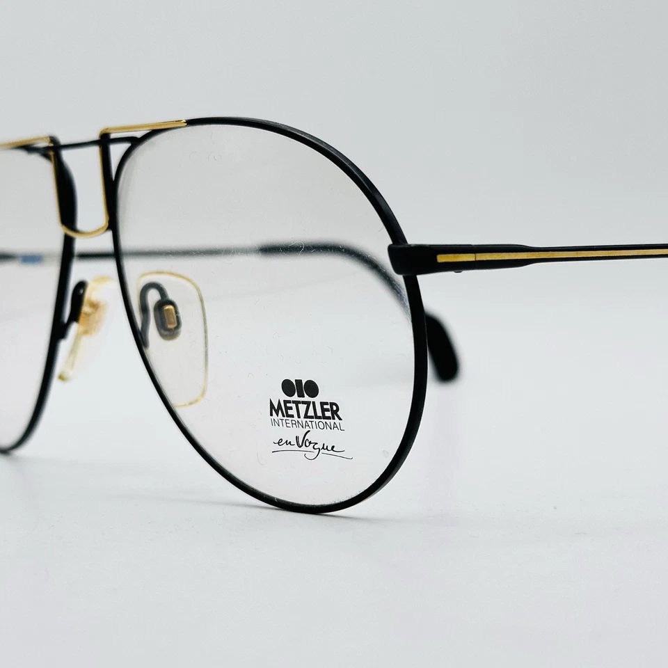 Gafas Metzler para hombre y mujer ovaladas piloto negras doradas vintage 80S 0878 NUEVAS Foto 4 de 4
