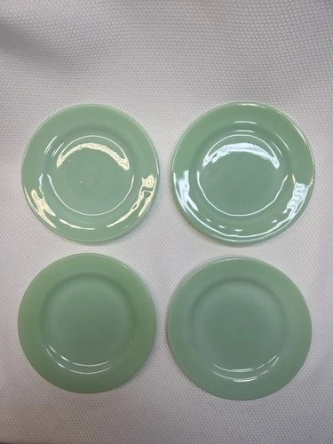 4 Vintage Fire King Jadeite Restaurant Ware 6-3/4" Bread Dessert Salad Plate