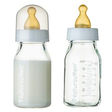 Anti-Colic Glass Baby Bottle 2-Pack - 4 Ounce Bottles for Breastfeeding Babie...