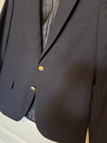 LANDS' END Boy's Sz 14 Dark Blue Blazer Sport Coat Wool Blend - Picture 2 of 6