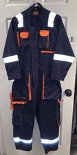 AMERICAN SAFETY Dark Blue/ Orange Reflective Worker Coveralls Size Large