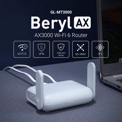 GL.iNet GL-MT3000 Beryl AX Mobil Router WiFi 6 VPN WireGuard OpenWrt NEU