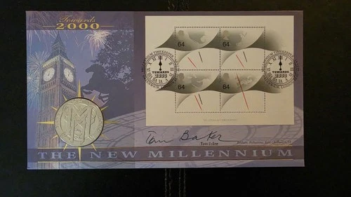 14.12.1999 C53 Benham New Millenium FDC 2000 Isle of Man Millenium £5 coin signe