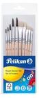 Pelikan Brush Starter Set 10 Pieces: 5 Bristle Brushes Painting Brushes + 5 Hair Brushes