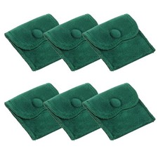 6 Pcs 3x3 Inch Velvet Jewelry Pouches Gift Bags with Snap Button Green