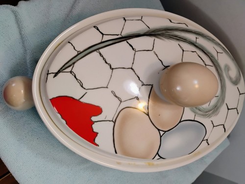 Vintage Franci Villa Vanilla Palm Beach Casserole/ Lid Chicken Egg 1.5 Quart - Bild 8 von 12