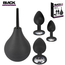 Black Velvets Anal Set 4pcs - Anal Shower + 3 Soft Gem Silicone Plugs