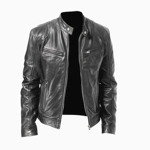 Cafe Racer Veste en cuir pour hommes Vestes de moto en cuir véritable de mouton