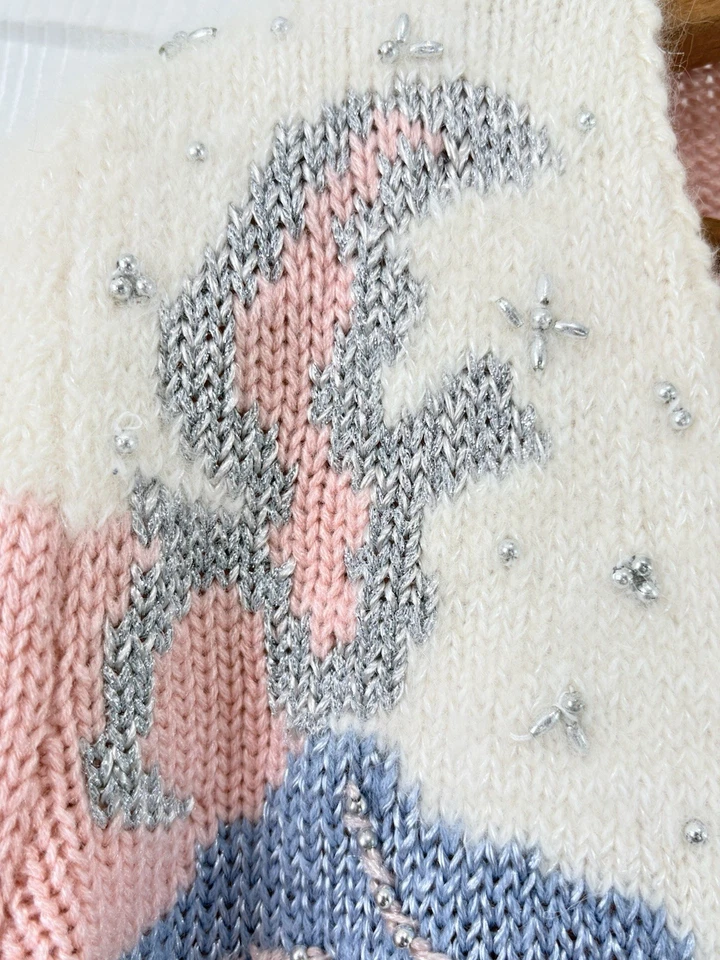 Suéter Vintage Dana Scott Bordado Cuentas Cottagecore Grandmacore Kawaii Med Foto 4 de 4