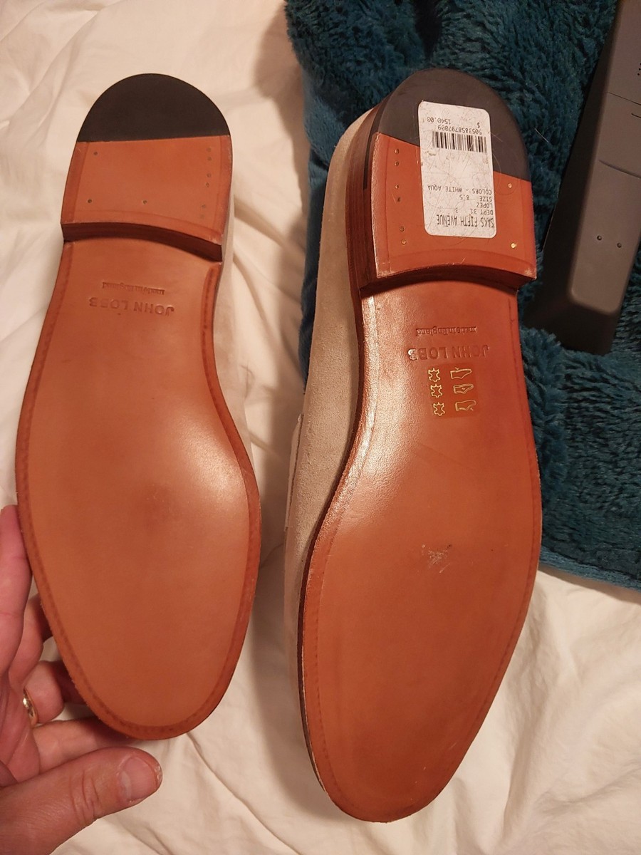 John Lobb - Lopez Suede Penny Loafers - White Sz 8.5 | eBay display picture 1