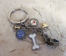 DOG LOVER Metal Key Ring with Charms Keychain
