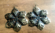 Drop dangle big flower lightweight earring 4" long