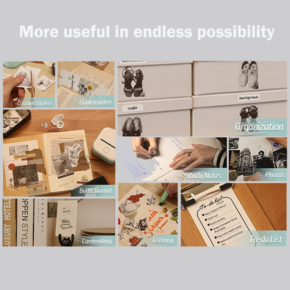 T02 Mini Bluetooth Thermal Photo Printer Label Printing Pocket Wireless 203dpi