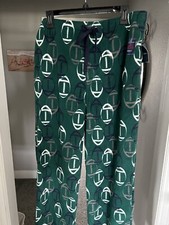 New Croft  Barrow Men's Microfleece Lounge/Pajama Pants Green Football Size XL