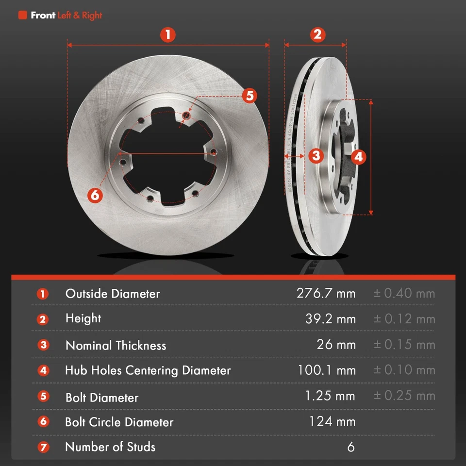 Rotores de freno de disco delanteros + pastillas de freno de cerámica para camioneta Nissan D21 Pathfinder Foto 3 de 4