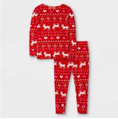 Pijama de vacaciones Cat Jack rojo de manga larga para niñas