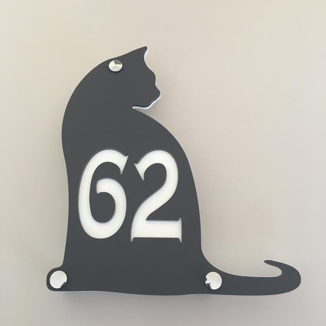 Cat Shaped House Number Signs with Chrome Fixings eBay