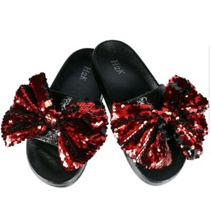 red sparkly slides