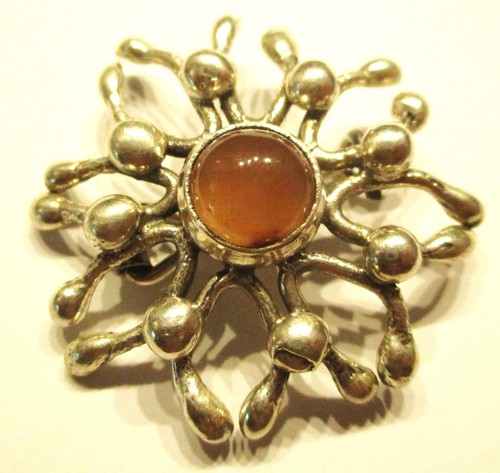 STERLING SILVER FABULOUS BRUTALIST BROOCH ORNO POLAND
