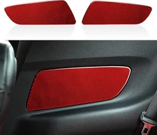 Red Real Carbon Fiber Interior Rear Door Panel Trim Covers Fits 15-23 Mustang