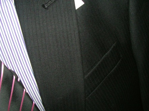 NEW WT $895 HICKEY BY HICKEY FREEMAN SUIT SIZE 41 L 35 X 32 100% WOOL BLACK #280 - Picture 3 of 12