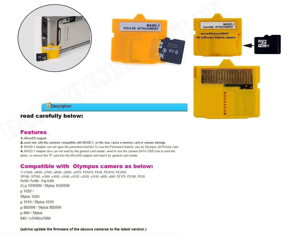 Micro SD to XD Picture Memory Card Adapter Converter For OLYMPUS SDHC SDXC UK - Image 2 of 4