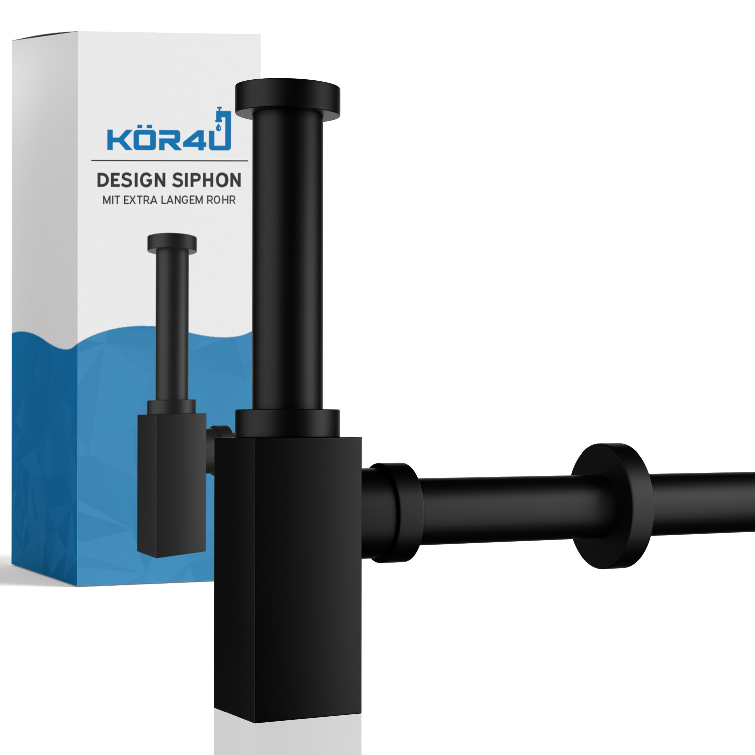 kör4u Premium Design Siphon 1 1/4"x32mm eckig chrom