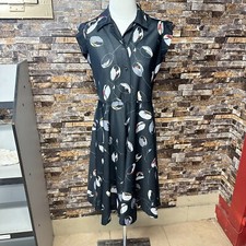 Vintage Jones Navy Floral Print Collared Button Down Mini Dress Short Sleeves