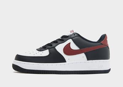 Original Nike Air Force 1 GS  (Junior UK Größe 5 & 5,5) Schwarz / Dark Team Red