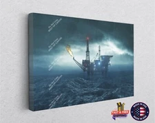 Offshore Drilling, Oil Rig, Oil Platform Modern Times Storm Canvas Art Image