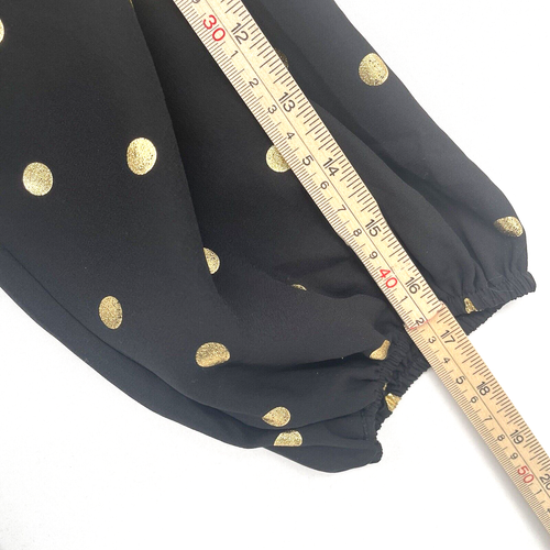 Forever 21 Black Gold Polka Dot Off-the-shoulder Dress Size M Ruffled Buttons - Picture 7 of 9