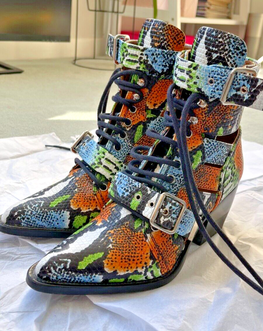 Chloé Rylee Multicolor Python Print Medium Ankle … - image 4