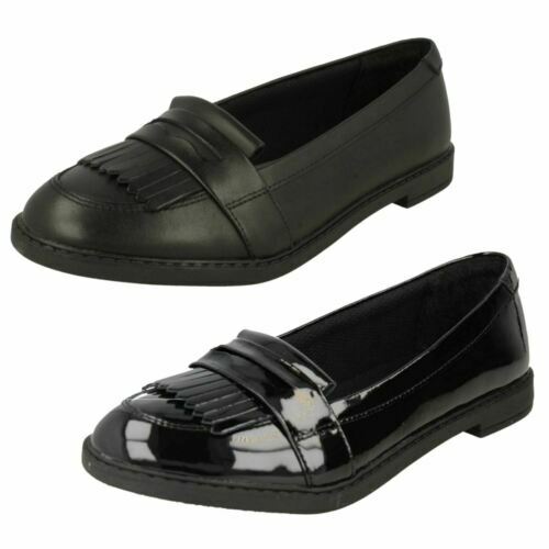 Chaussures Clarks Giels En Cuir Noir - Taille 3F - Occasion En Bon état