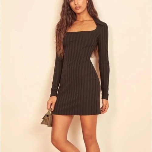 NWT Reformation Vittoria Black Ribbed 