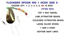 SEA FISHING FLOUNDER SPOON RIG SIZE 8 HOOK DAB PLAICE FLATFISH FLATTY FLATTIE