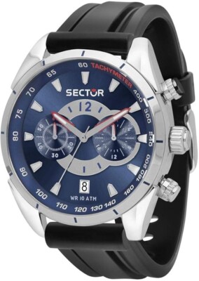 SECTOR HERREN ARMBANDUHR AUS SCHWARZEM GUMMI UND BLAUEM ZIFFERBLATT CHRONO R3271794007