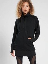 NWT Athleta Cozy Karma 1/4 Zip Dress, BLACK SIZE M 511527 T0224